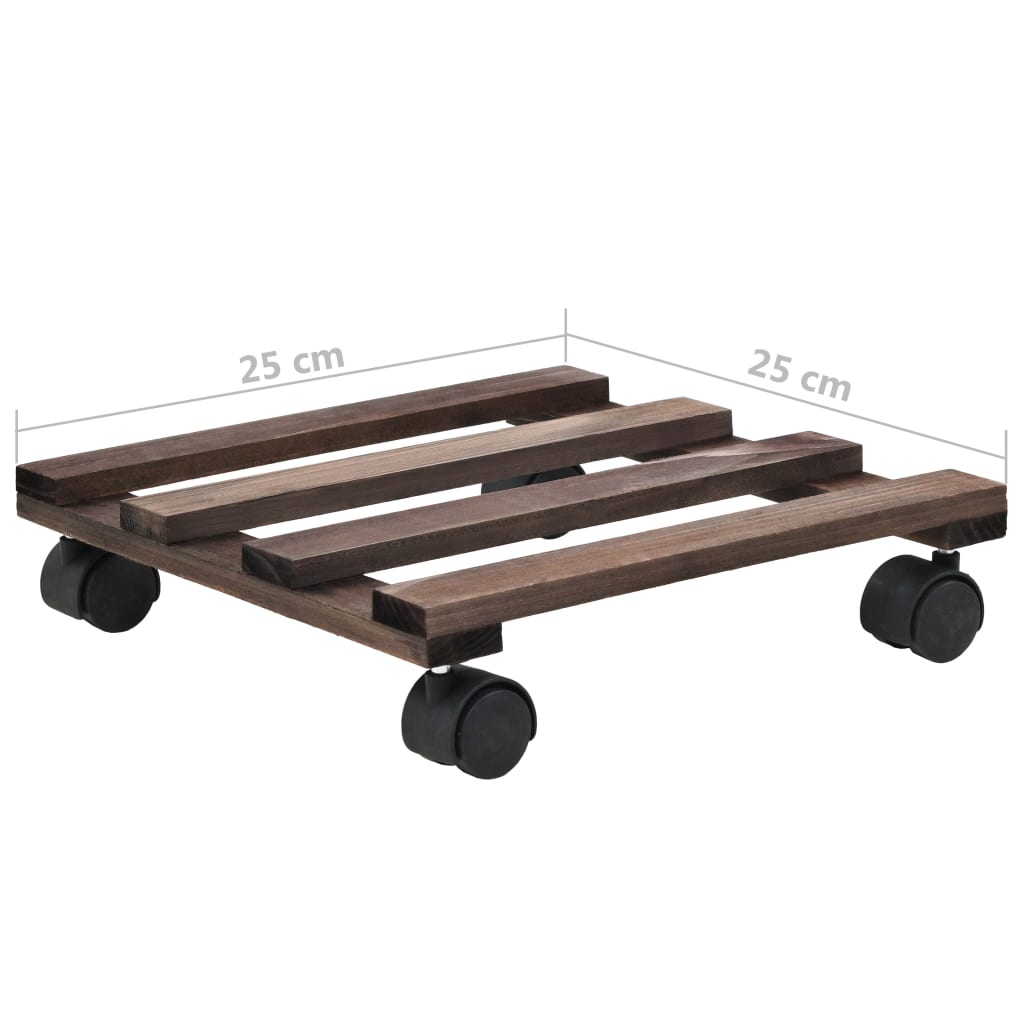 Wooden Plant Trolley Set – 4 Cedar Rolling Stands 25×25 cm