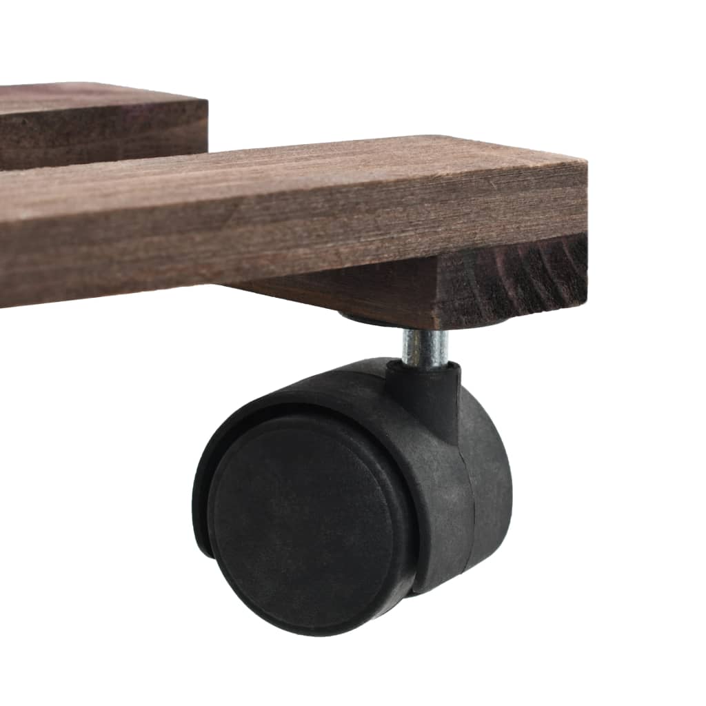 Wooden Plant Trolley Set – 4 Cedar Rolling Stands 25×25 cm