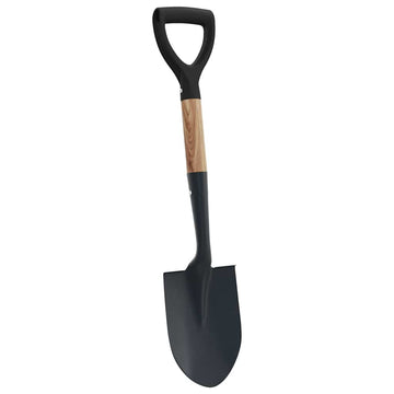 Black Garden Shovel – 68.5 cm Enamelled Steel with Solid Wood Handle