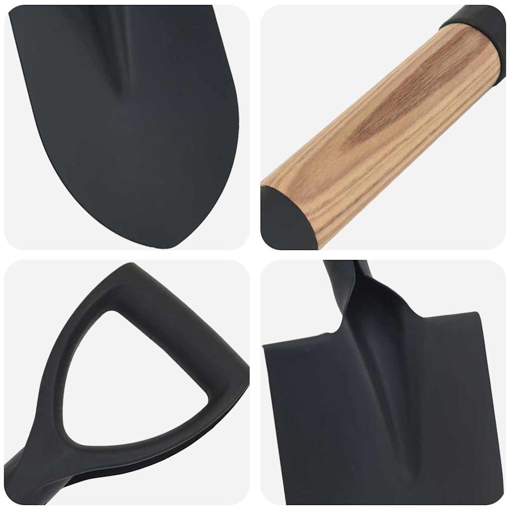 Black Garden Shovel – 68.5 cm Enamelled Steel with Solid Wood Handle